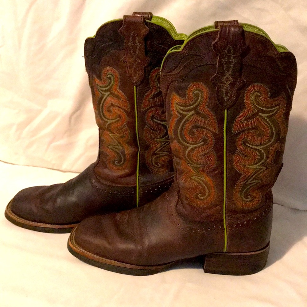 Justin Womens Leather Cowboy Boots